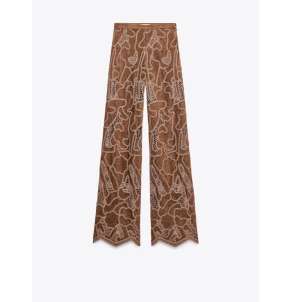 NWT Faux Suede Crochet Pants